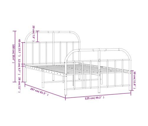 Estructura cama sin colchón con estribo metal negro 120x200 cm