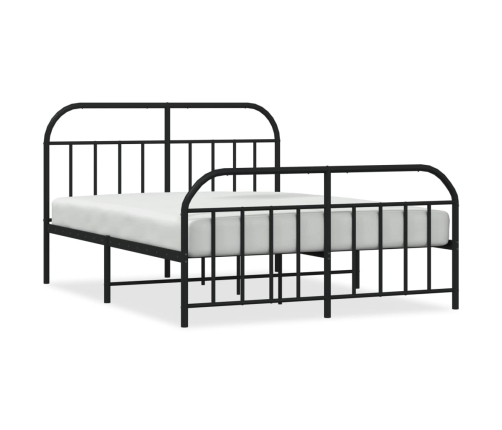 vidaXL Estructura de cama cabecero y estribo metal negro 140x200 cm