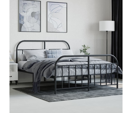 vidaXL Estructura de cama cabecero y estribo metal negro 140x200 cm