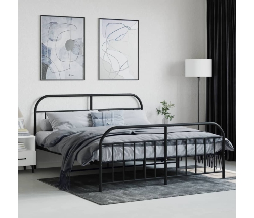 Estructura cama sin colchón con estribo metal negro 183x213 cm