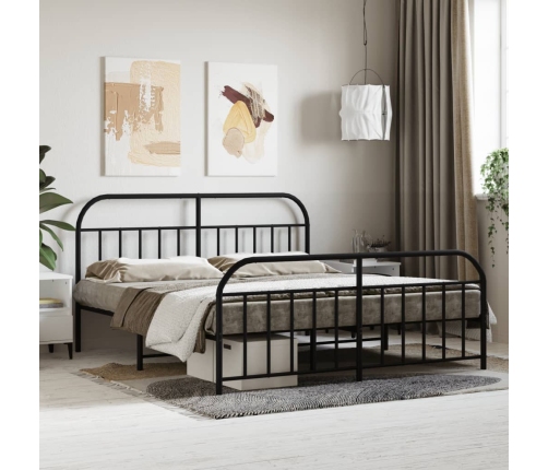 Estructura cama sin colchón con estribo metal negro 183x213 cm