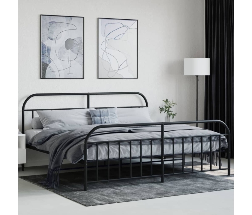 Estructura cama sin colchón con estribo metal negro 193x203 cm