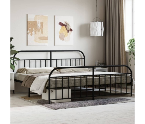 Estructura cama sin colchón con estribo metal negro 193x203 cm