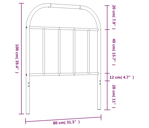 Cabecero de metal negro 75 cm