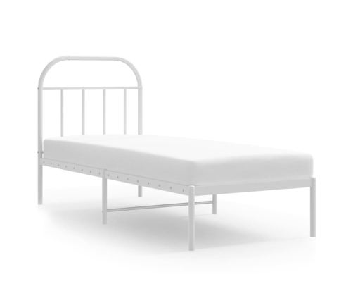 Estructura cama sin colchón con cabecero metal blanco 75x190 cm