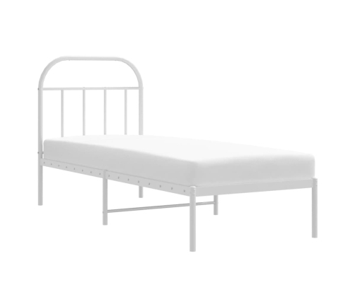 Estructura cama sin colchón con cabecero metal blanco 75x190 cm