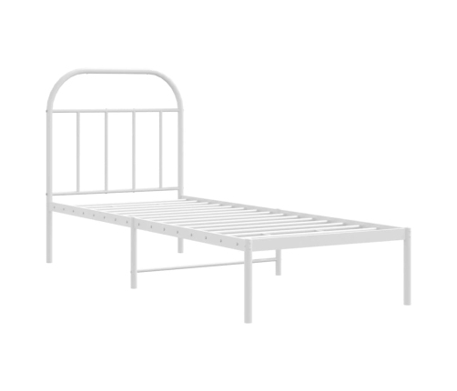 Estructura cama sin colchón con cabecero metal blanco 75x190 cm