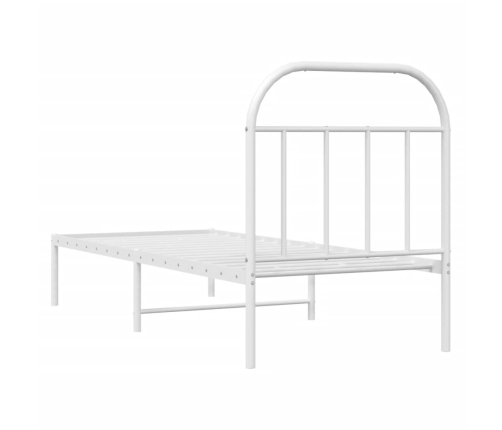 Estructura cama sin colchón con cabecero metal blanco 75x190 cm