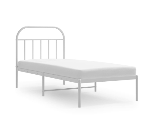 Estructura cama sin colchón con cabecero metal blanco 80x200 cm