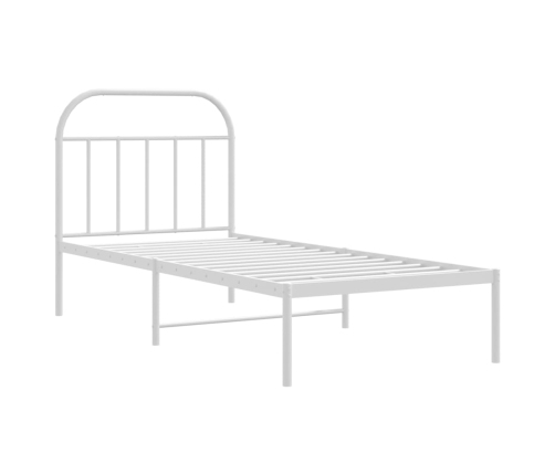 Estructura cama sin colchón con cabecero metal blanco 80x200 cm