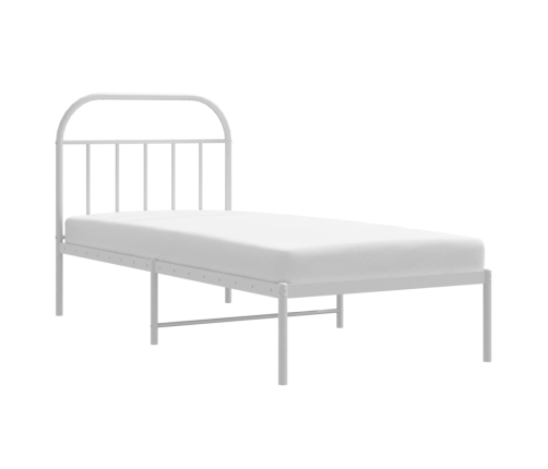 Estructura cama sin colchón con cabecero metal blanco 80x200 cm