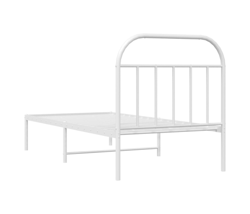 Estructura cama sin colchón con cabecero metal blanco 80x200 cm