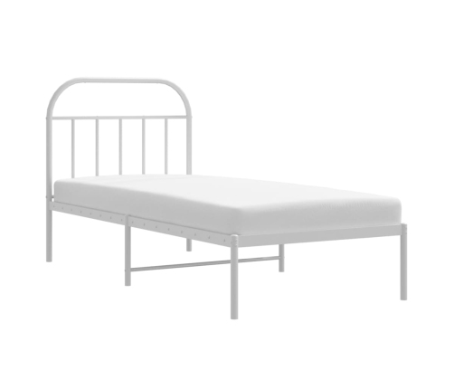 Estructura cama sin colchón con cabecero metal blanco 90x190 cm