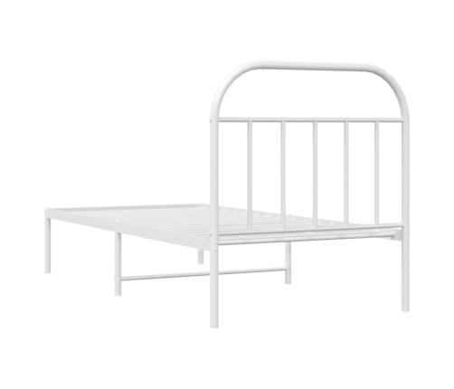 Estructura cama sin colchón con cabecero metal blanco 90x190 cm