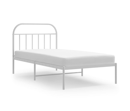 Estructura cama sin colchón con cabecero metal blanco 107x203cm