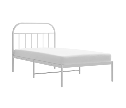 Estructura cama sin colchón con cabecero metal blanco 107x203cm