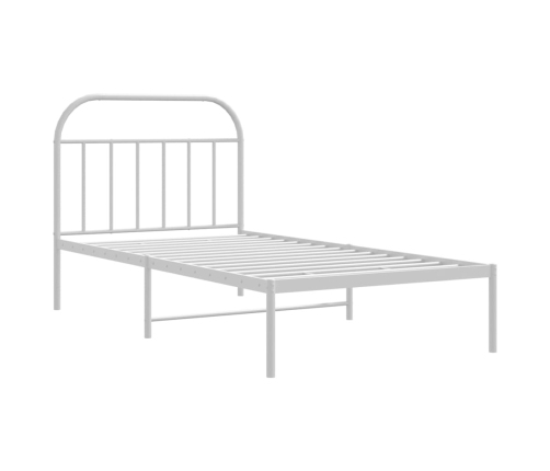 Estructura cama sin colchón con cabecero metal blanco 107x203cm