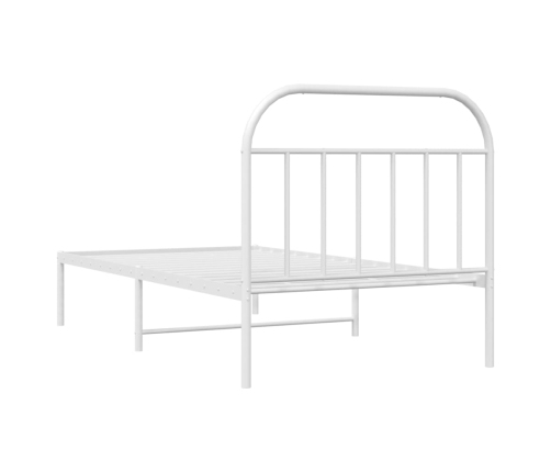 Estructura cama sin colchón con cabecero metal blanco 107x203cm