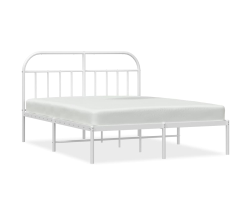 Estructura cama sin colchón con cabecero metal blanco 140x190cm