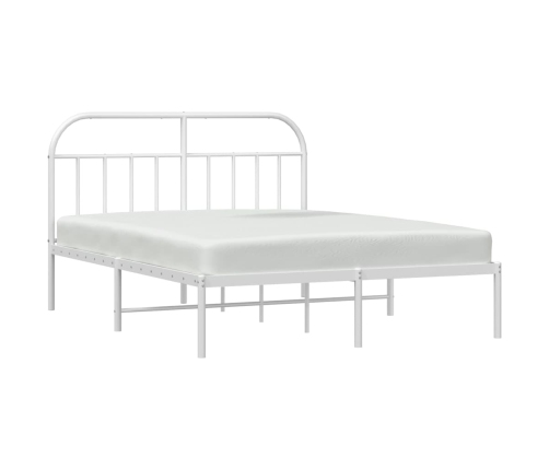 Estructura cama sin colchón con cabecero metal blanco 140x190cm