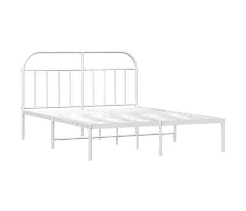 Estructura cama sin colchón con cabecero metal blanco 140x190cm