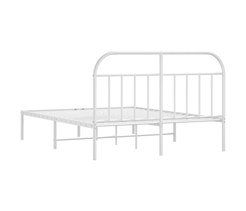 Estructura cama sin colchón con cabecero metal blanco 140x190cm