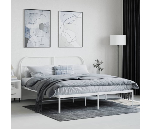 Estructura cama sin colchón con cabecero metal blanco 183x213cm