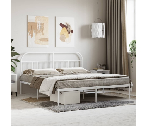 Estructura cama sin colchón con cabecero metal blanco 183x213cm