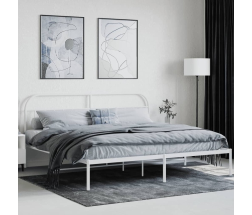 Estructura cama sin colchón con cabecero metal blanco 193x203cm