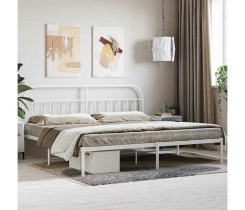 Estructura cama sin colchón con cabecero metal blanco 193x203cm