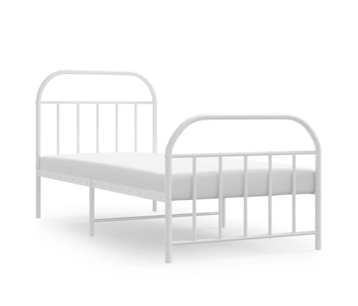 vidaXL Estructura cama metal con cabecero y pie cama blanca 90x190 cm