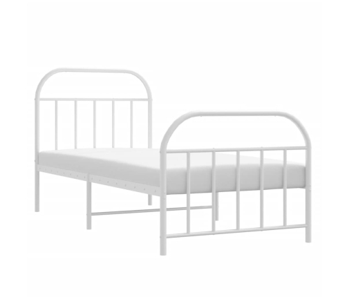 vidaXL Estructura cama metal con cabecero y pie cama blanca 90x190 cm