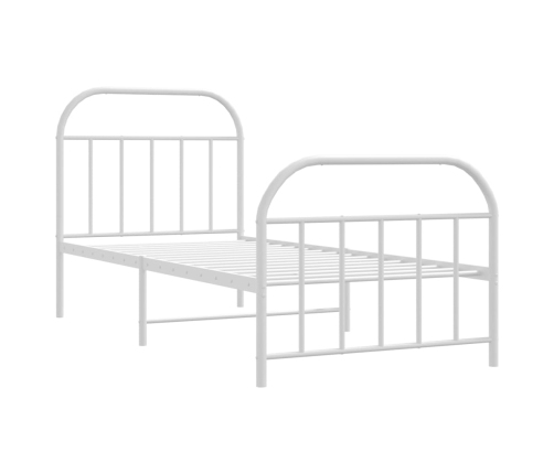 vidaXL Estructura cama metal con cabecero y pie cama blanca 90x190 cm