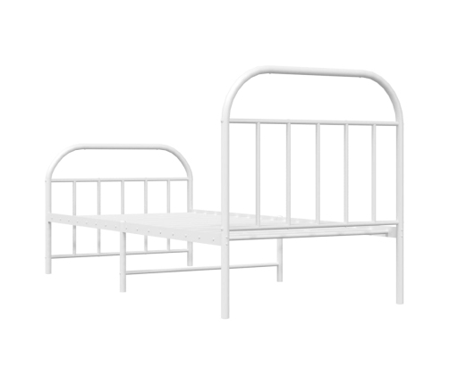 vidaXL Estructura cama metal con cabecero y pie cama blanca 90x190 cm