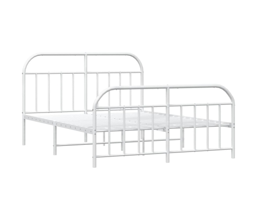 vidaXL Estructura cama metal con cabecero y estribo blanco 160x200 cm