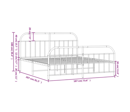 Estructura cama sin colchón con estribo metal blanco 180x200 cm