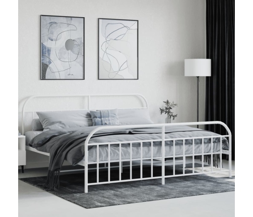 Estructura cama sin colchón con estribo metal blanco 193x203 cm