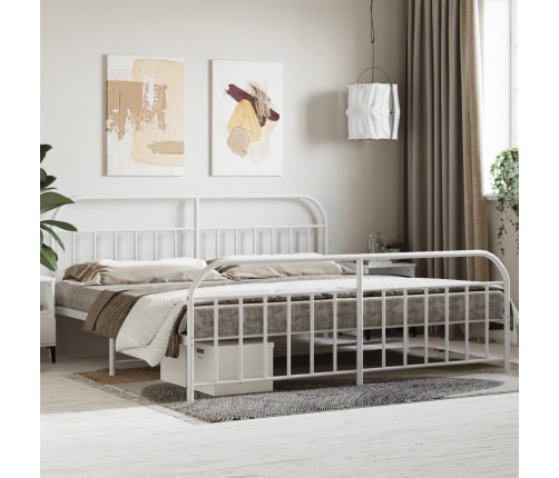 Estructura cama sin colchón con estribo metal blanco 193x203 cm