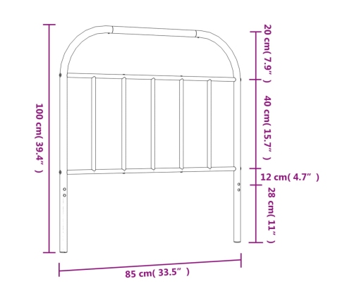 Cabecero de metal blanco 80 cm