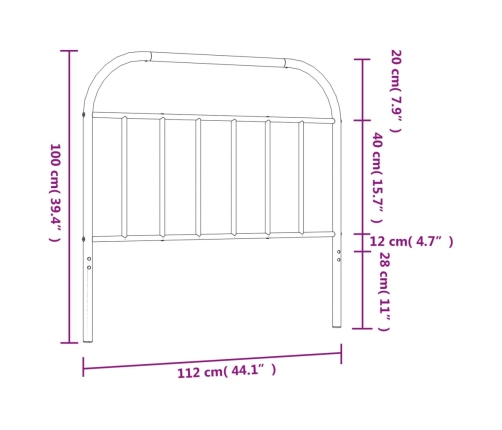 Cabecero de metal blanco 107 cm