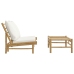 Set de muebles de jardín 2 piezas bambú y cojines blanco crema