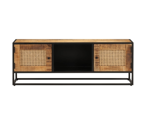 Mueble de TV madera de mango sin tratar y hierro 110x30x40 cm