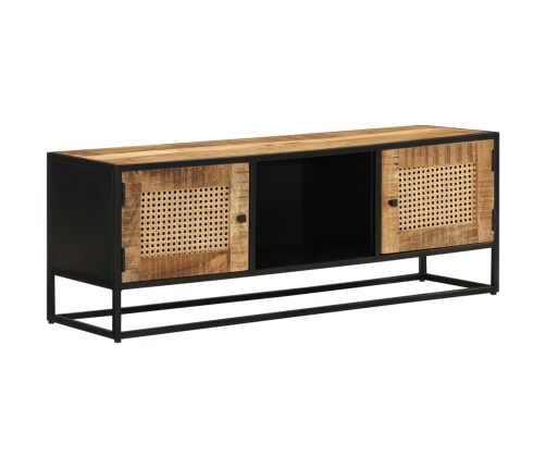 Mueble de TV madera de mango sin tratar y hierro 110x30x40 cm