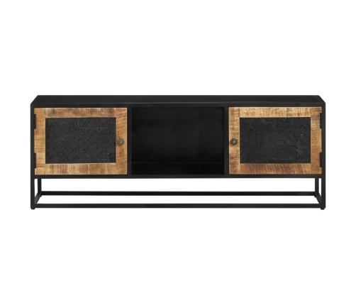 Mueble de TV madera maciza de mango y hierro 110x30x40 cm