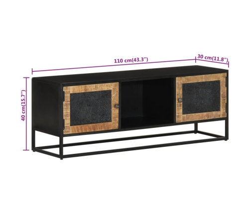 vidaXL Mueble de TV madera maciza de mango y hierro 110x30x40 cm