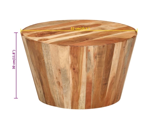 vidaXL Mesa de centro de madera maciza de acacia Ø52x30 cm