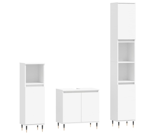 Set de muebles de baño 3 piezas madera contrachapada blanco