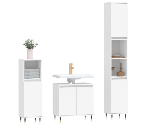 Set de muebles de baño 3 piezas madera contrachapada blanco