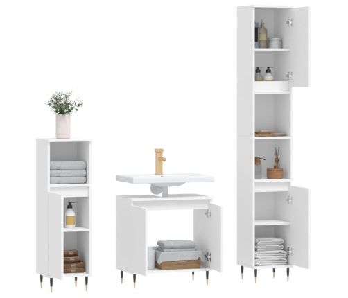 Set de muebles de baño 3 piezas madera contrachapada blanco