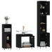 Set de muebles de baño 3 piezas madera contrachapada negro